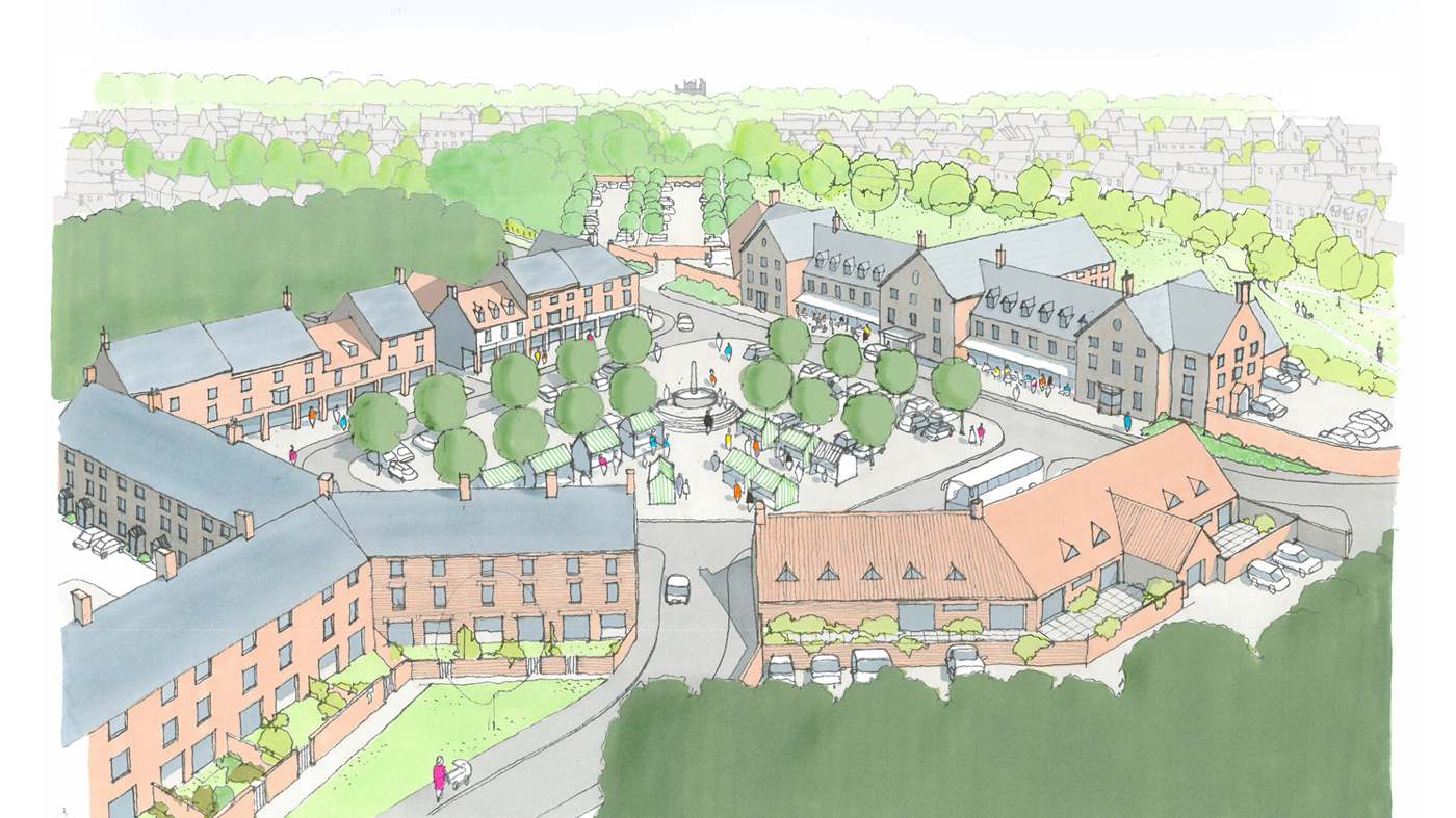 Flaxby Proposed Village Square View 2 1400x787